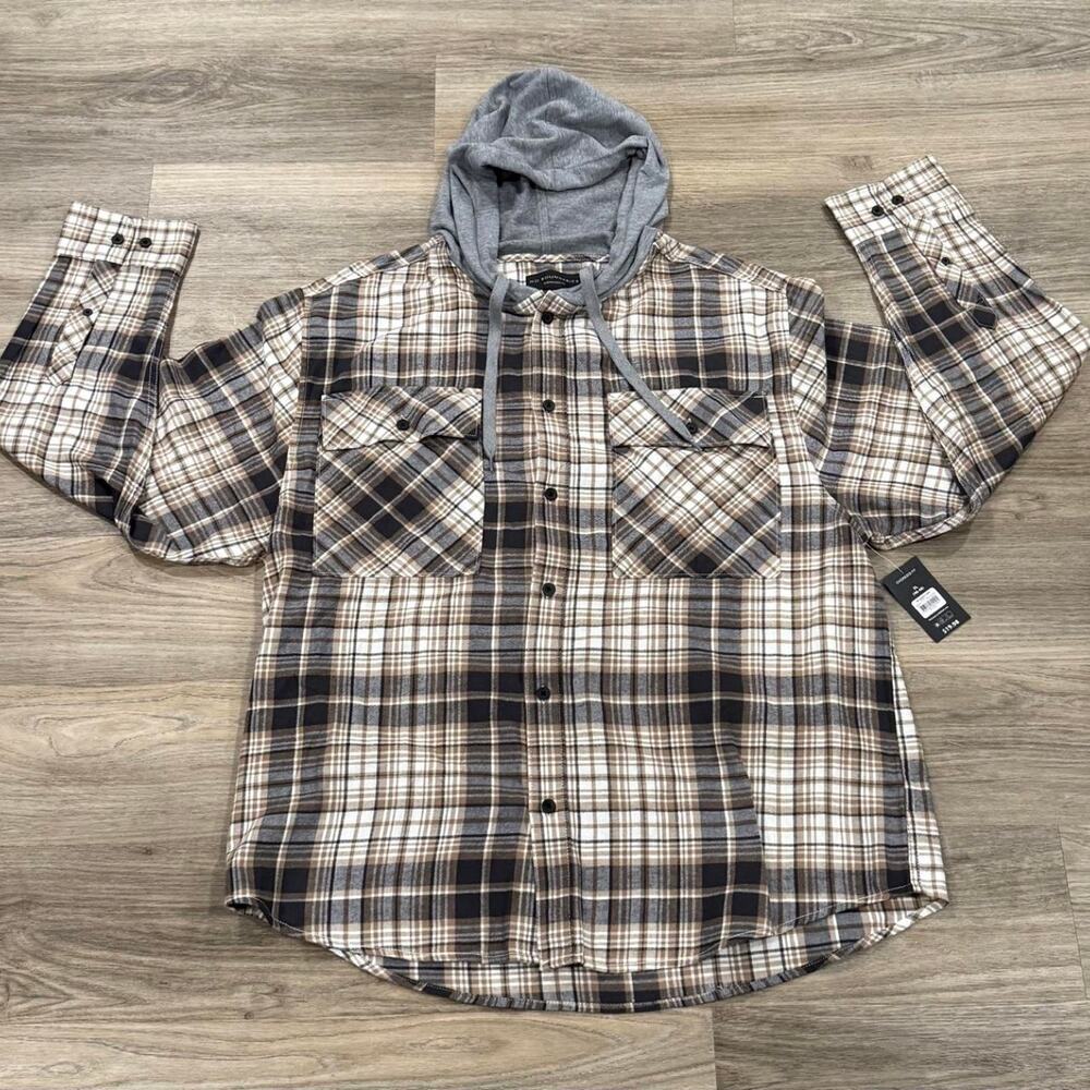 No boundaries hooded flannel shirt